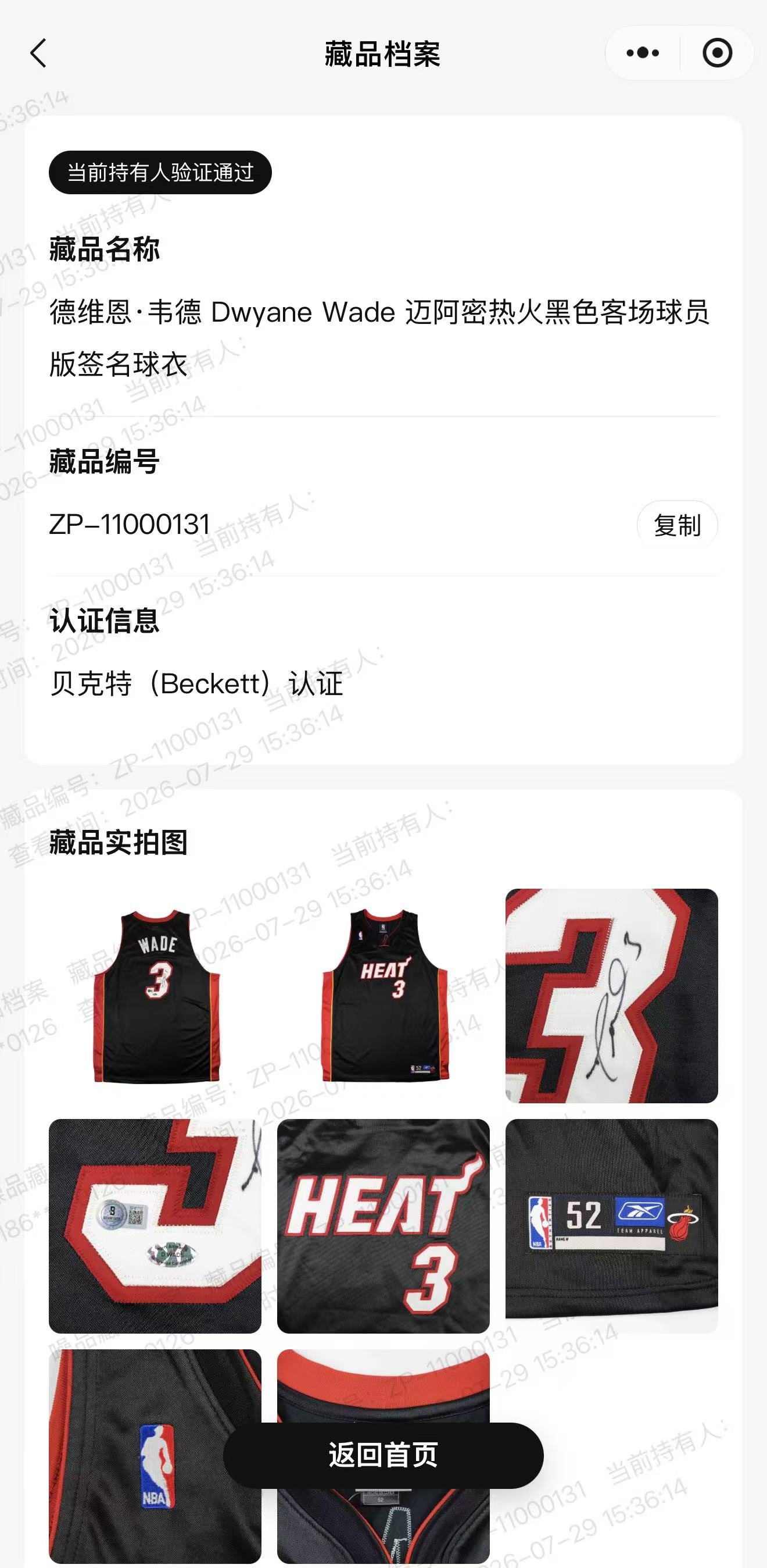 噪品小程序藏品专属档案界面示例